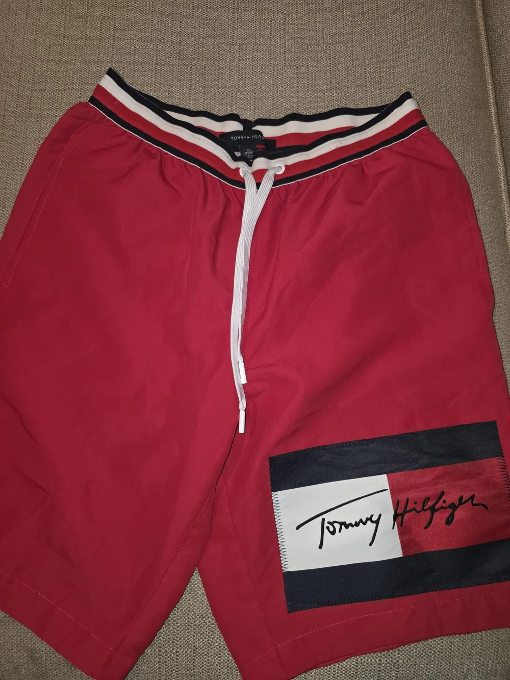 Tommy Hilfiger Men’s Red Logo Swim Shorts